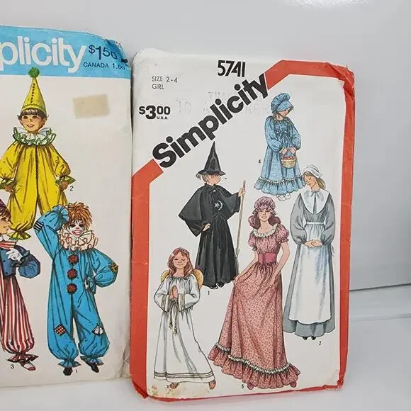 Lot 3 Sewing Patterns Kid Halloween Costumes McCall Simplicity Clown Witch Bunny - Picture 4 of 7